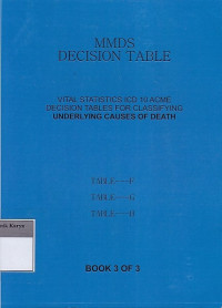 MMDS Decision Table : Vital Statistics ICD 10 ACME Decision Tables For Classifying Underlying Causes Of Death : Book 3